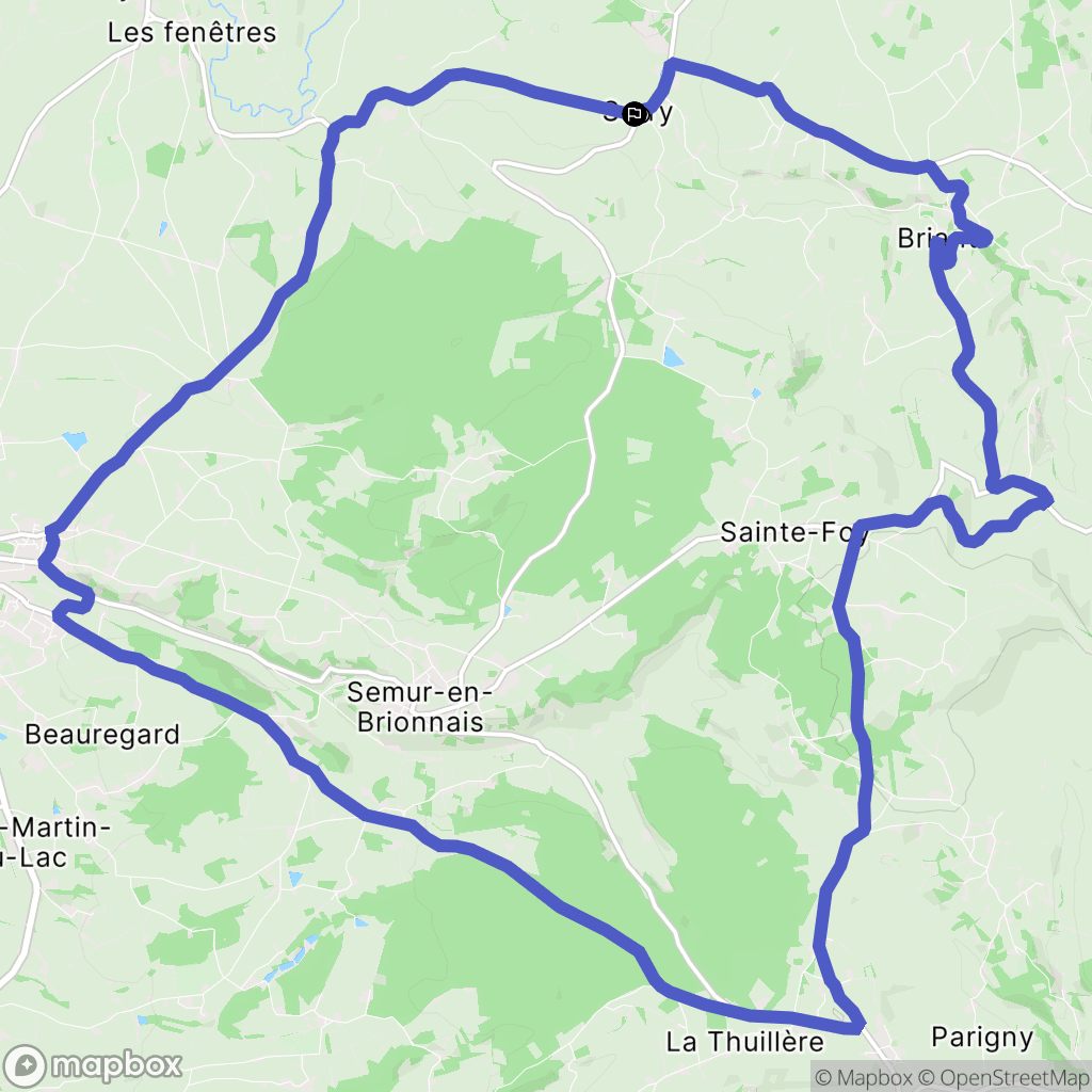 Sarry : carte du parcours de randonnée - France
