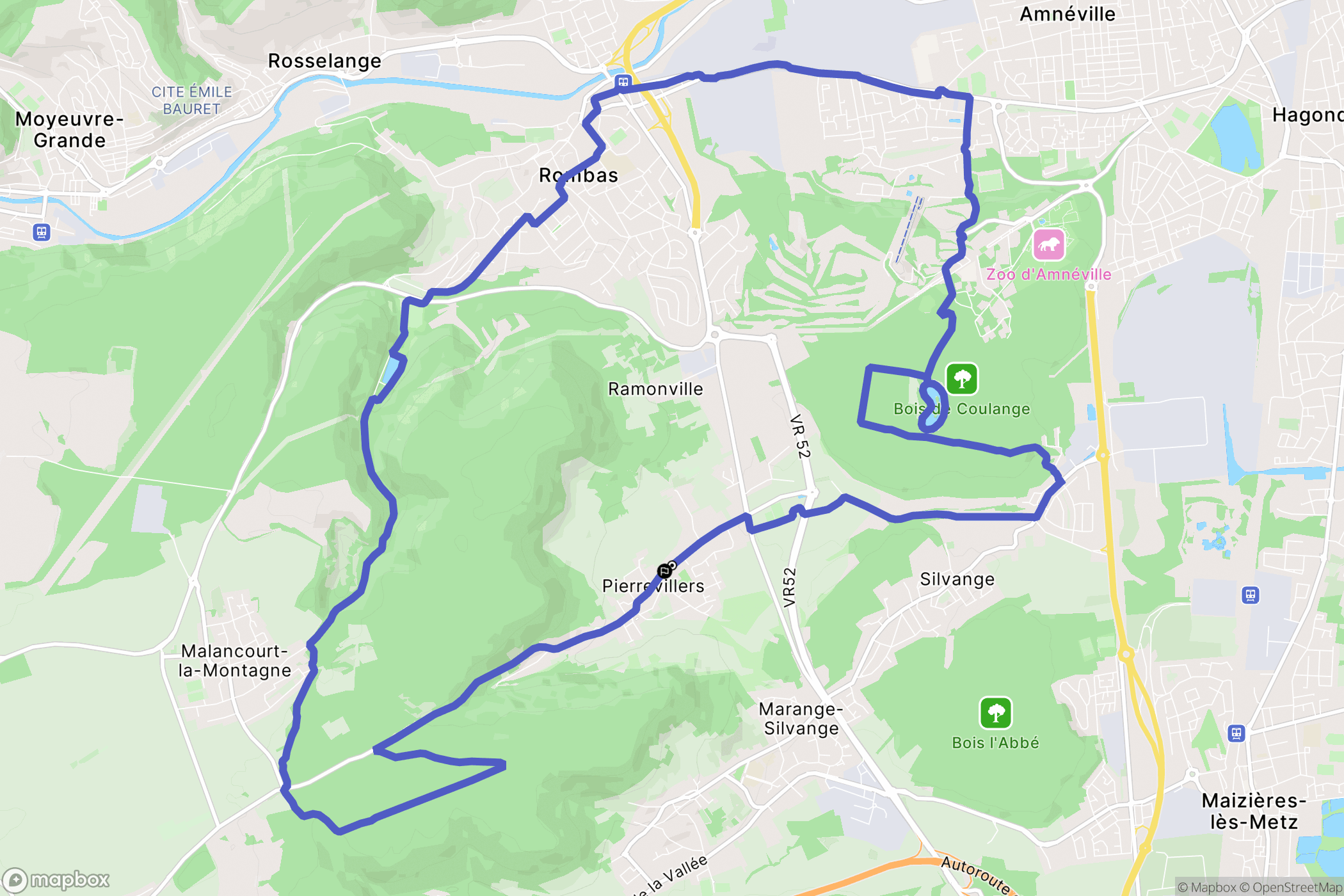 Pierrevillers : carte du parcours de randonnée - France