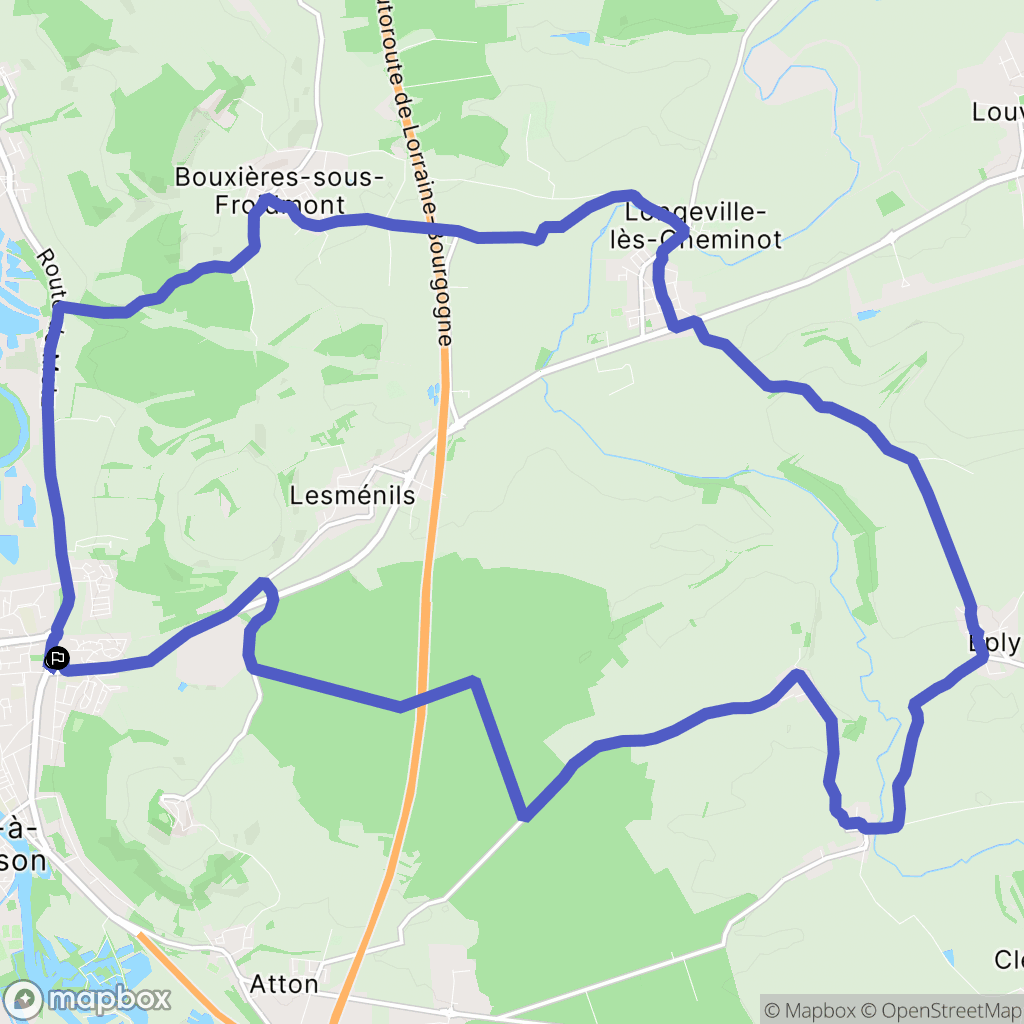 Pont-à-Mousson : carte du parcours de randonnée - France