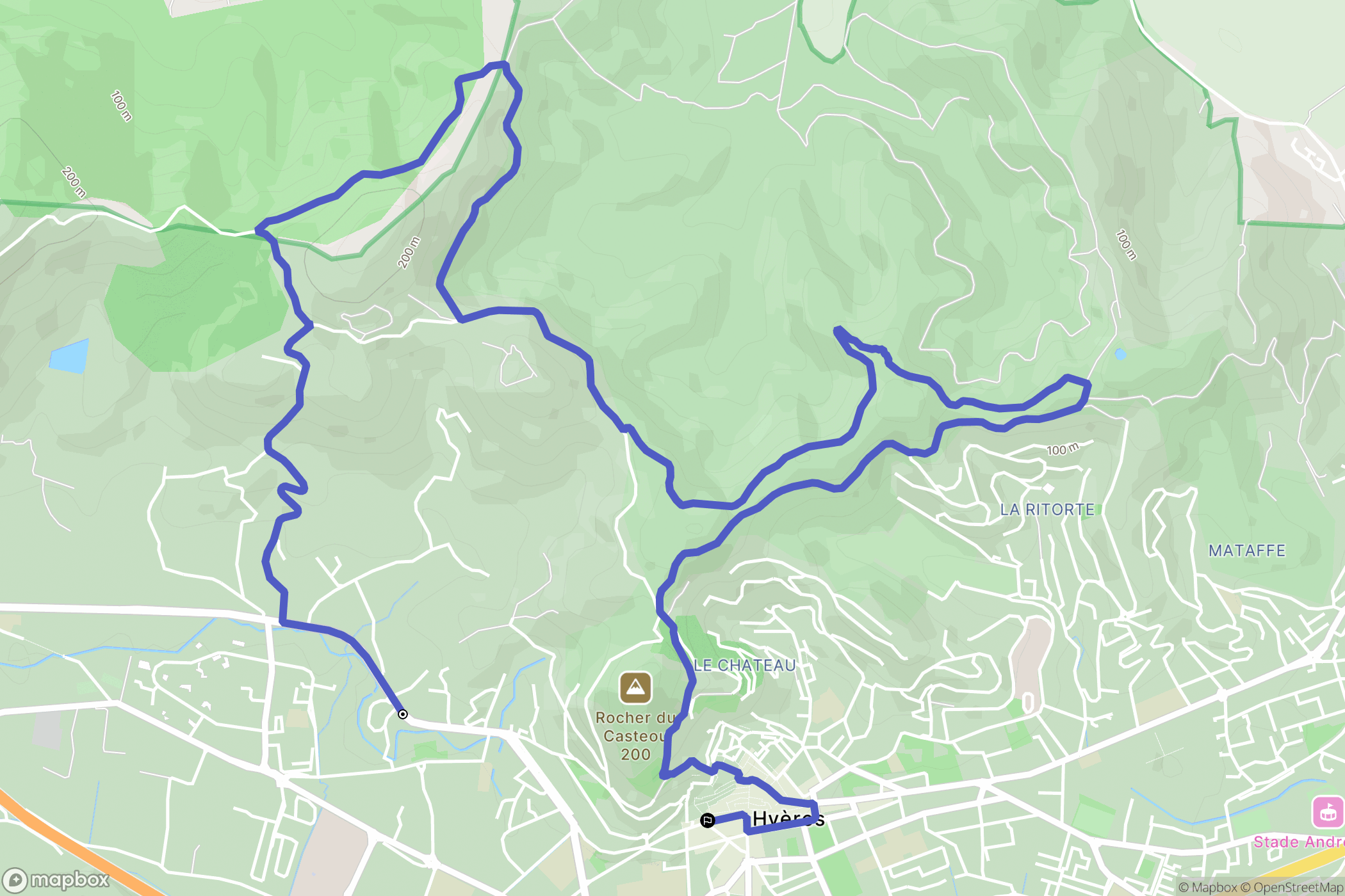 Hyères : carte du parcours de randonnée - France