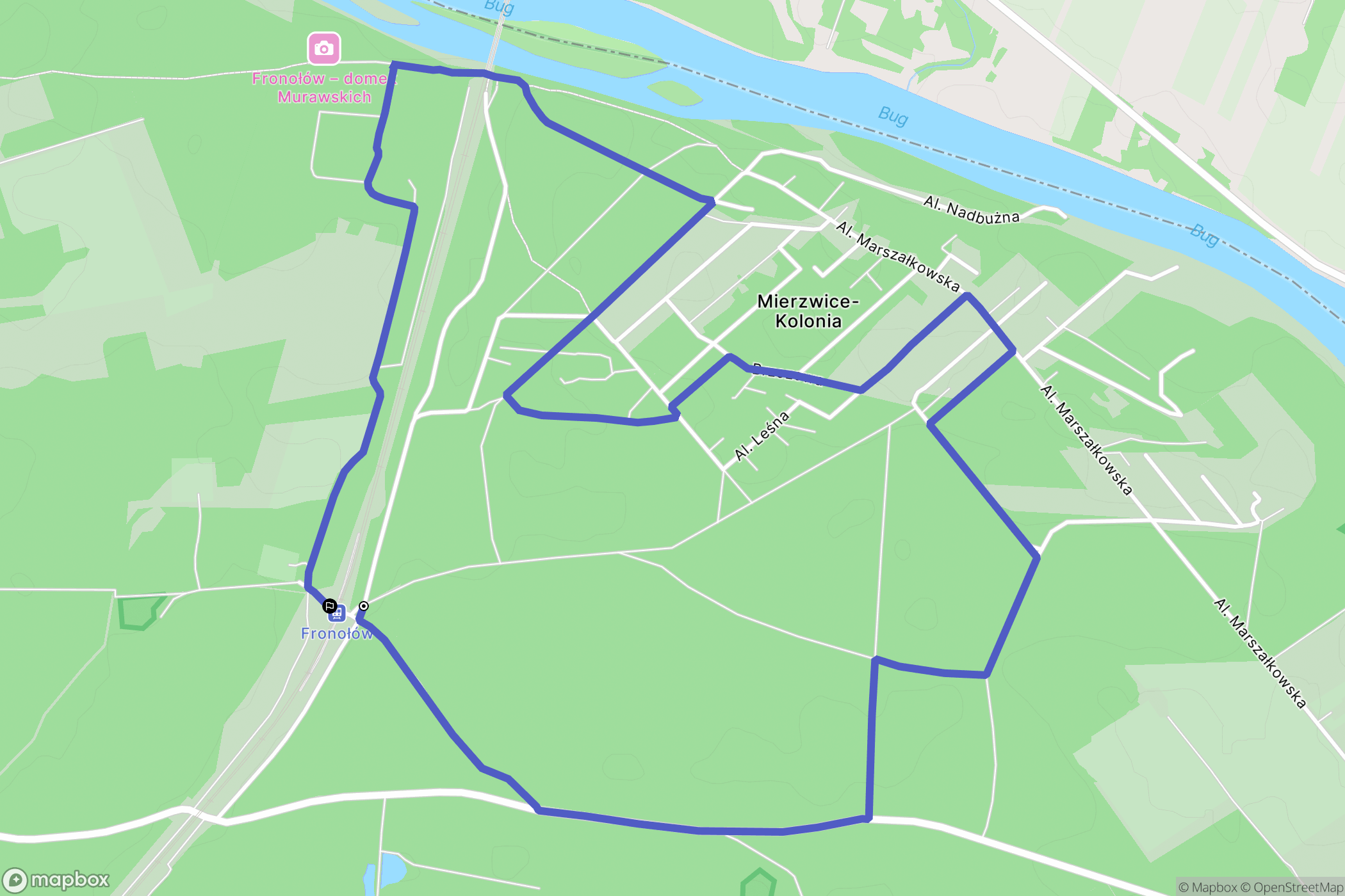 Mierzwice-Kolonia: mapa trasy - Poland