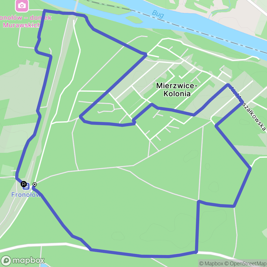 Mierzwice-Kolonia: mapa trasy - Poland