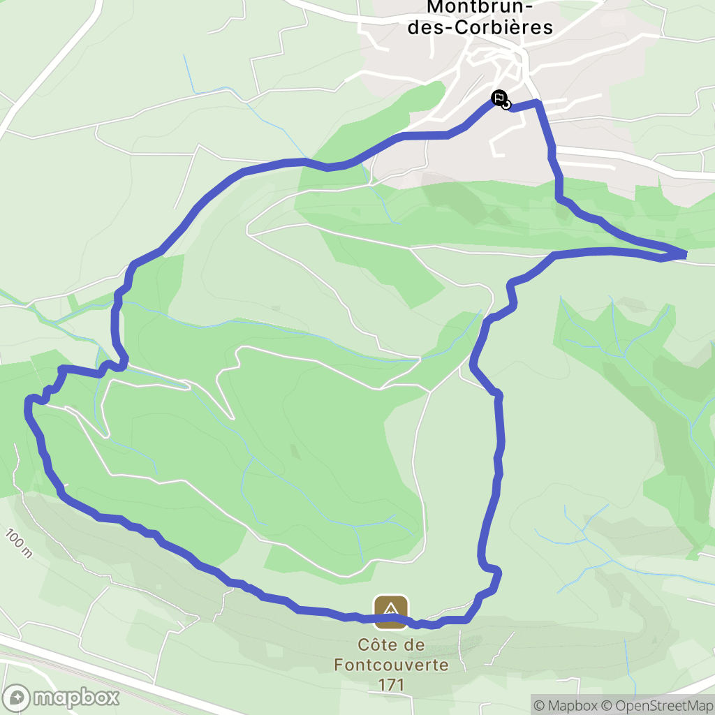 Montbrun-des-Corbières : carte du parcours de randonnée - France