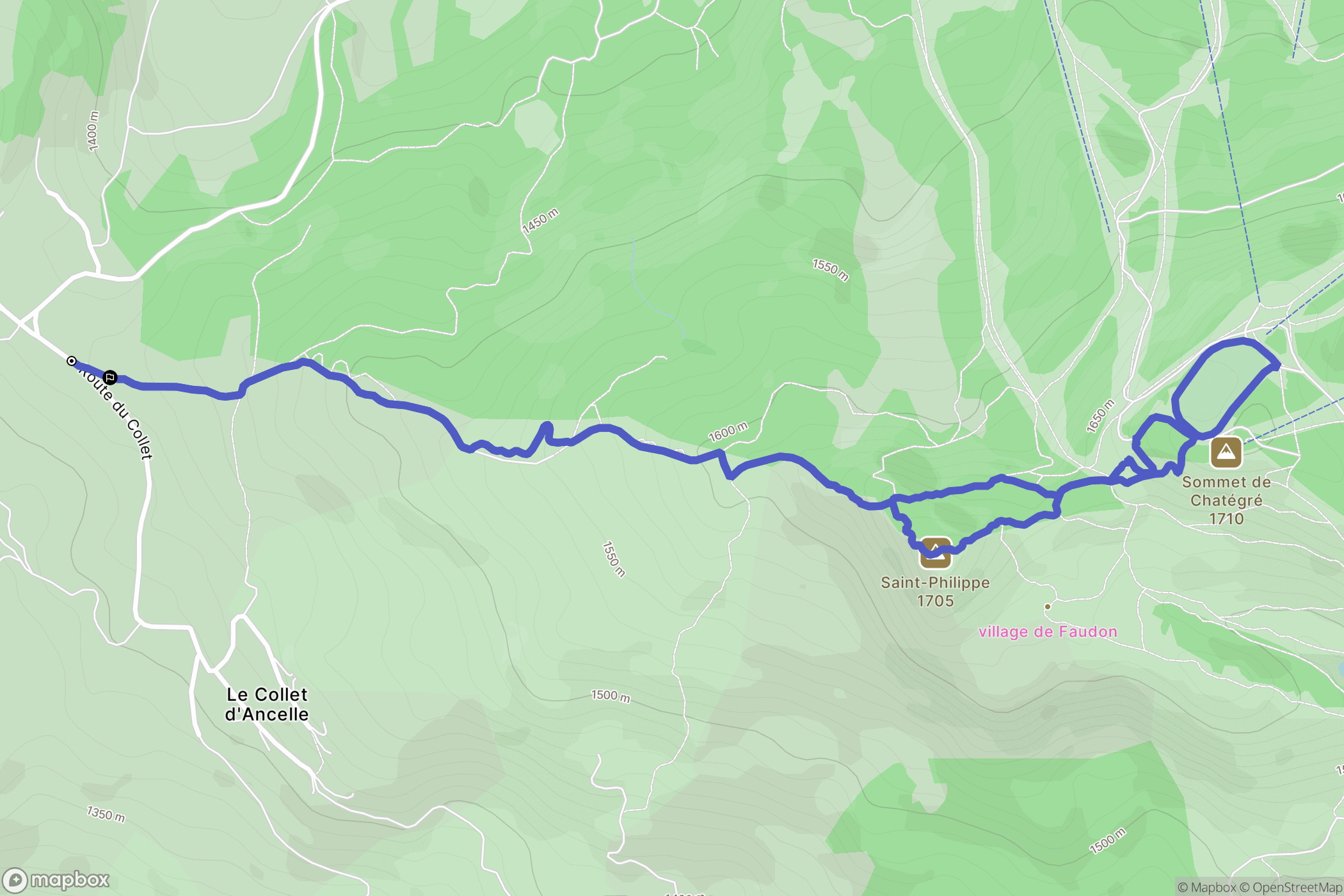 Ancelle : carte du parcours de randonnée - France