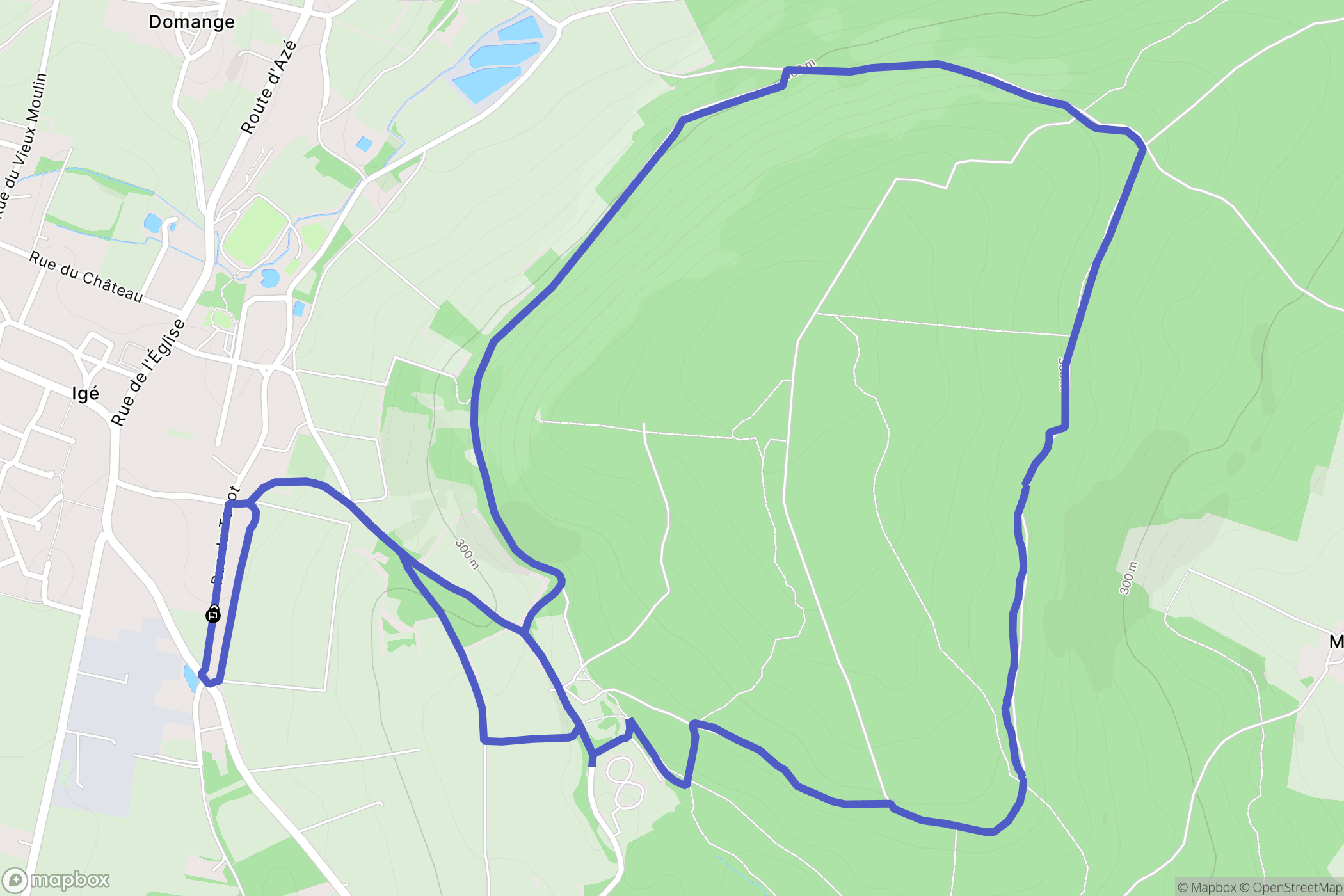 Igé : carte du parcours de randonnée - France