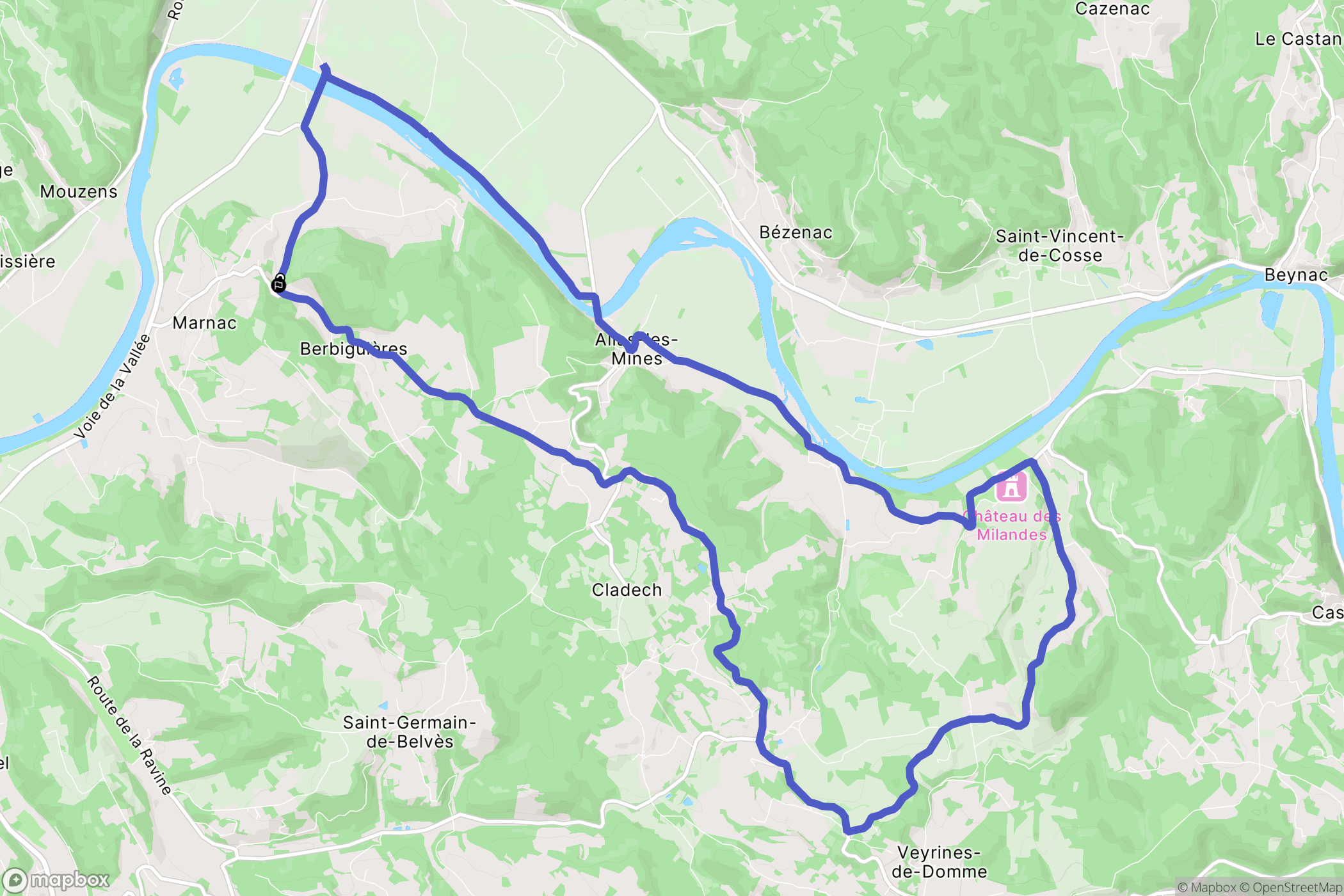 Berbiguières : carte du parcours de randonnée - France