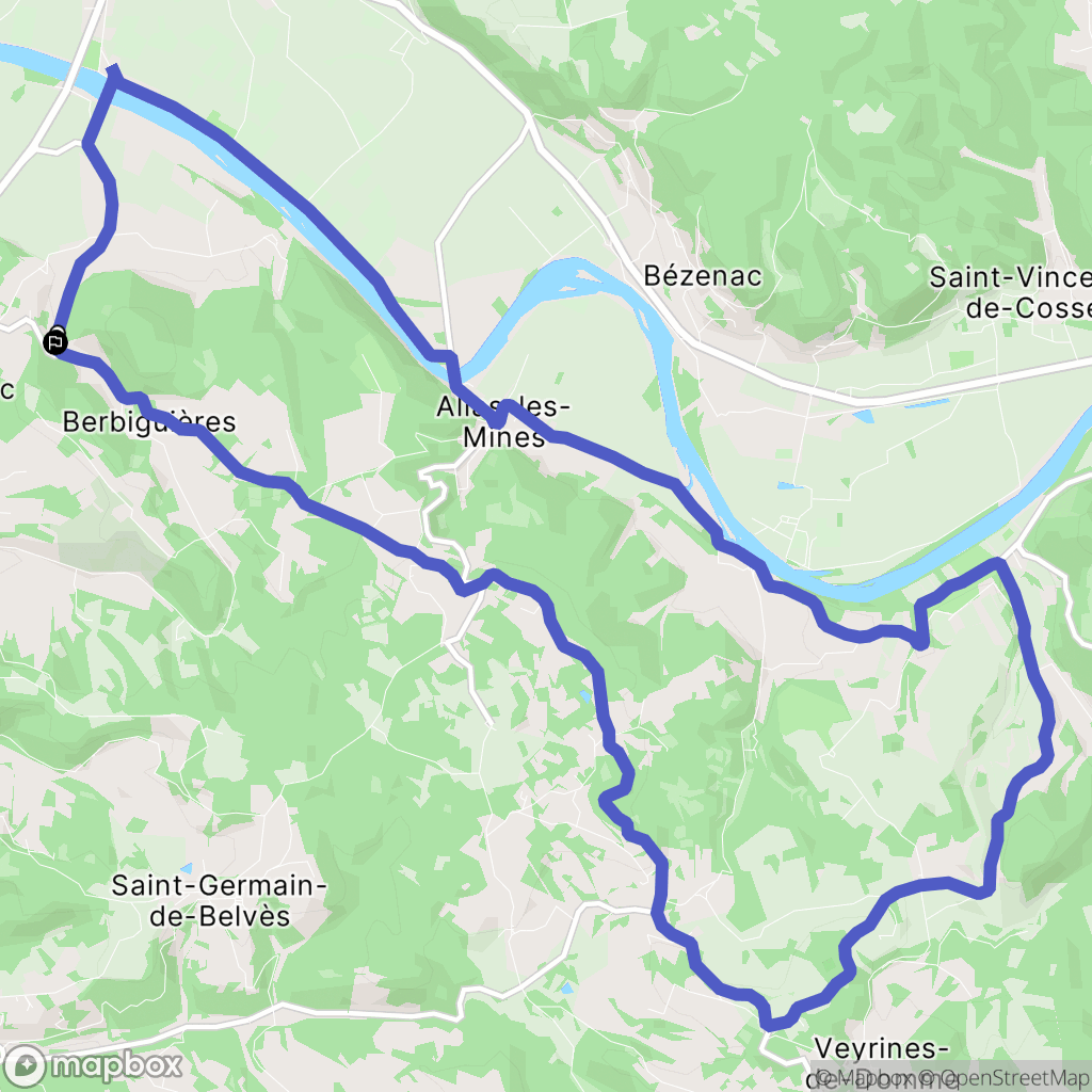 Berbiguières : carte du parcours de randonnée - France
