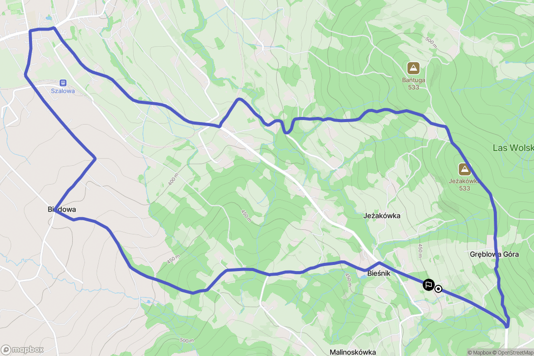 Bieśnik: mapa trasy - Poland