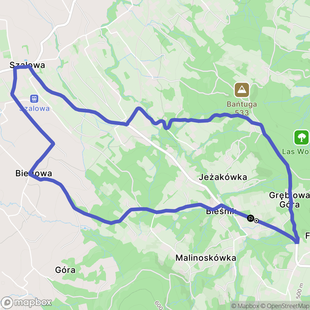 Bieśnik: mapa trasy - Poland