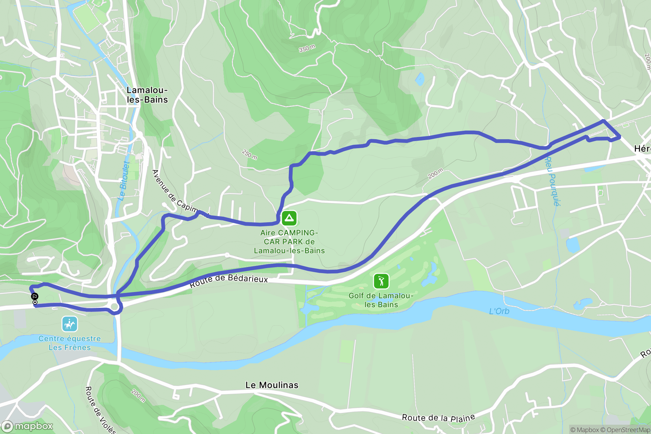 Lamalou-les-Bains : carte du parcours de randonnée - France