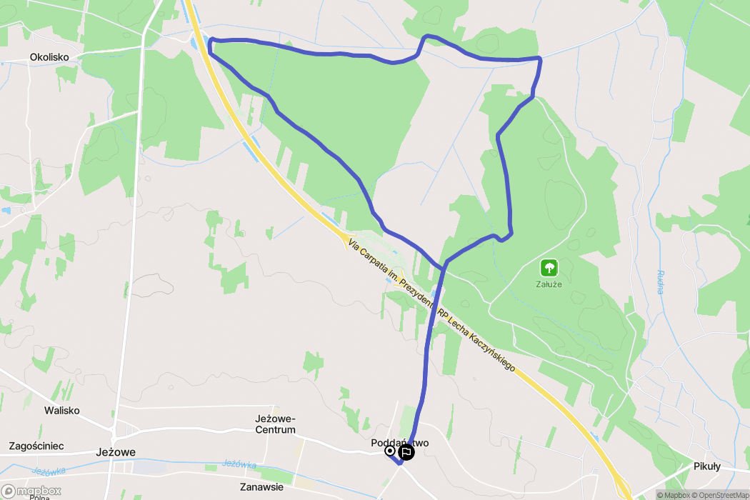 Jeżowe: mapa trasy - Poland