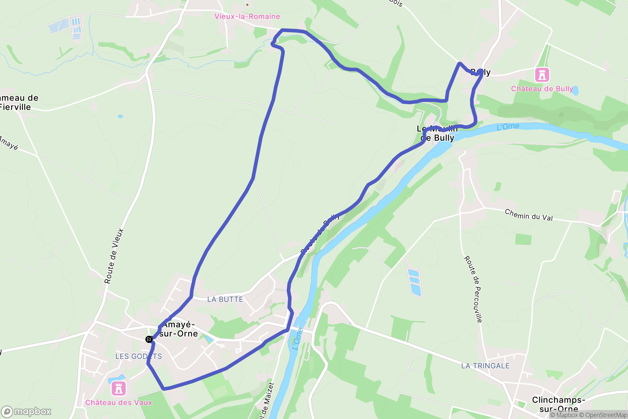 Amayé-sur-Orne : carte du parcours de randonnée - France