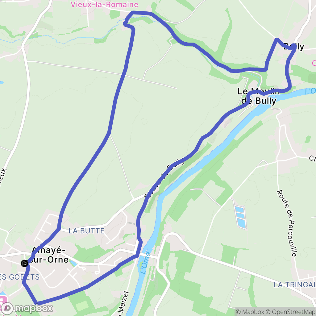 Amayé-sur-Orne : carte du parcours de randonnée - France