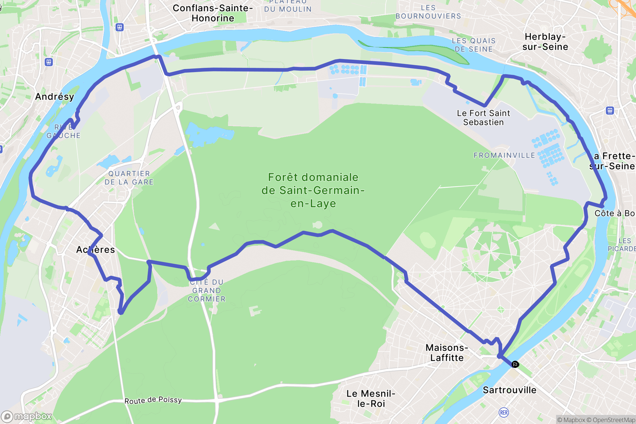 Sartrouville : carte du parcours de randonnée - France