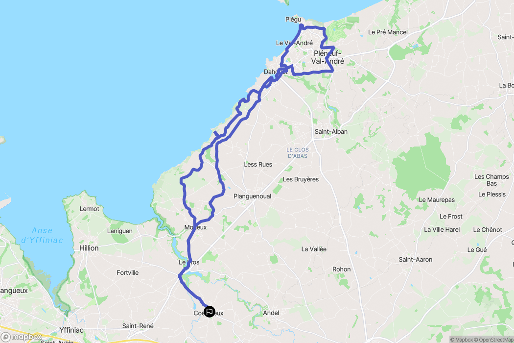 Coëtmieux : carte du parcours de randonnée - France