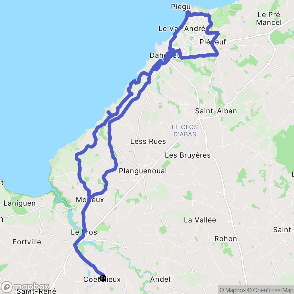 Coëtmieux : carte du parcours de randonnée - France