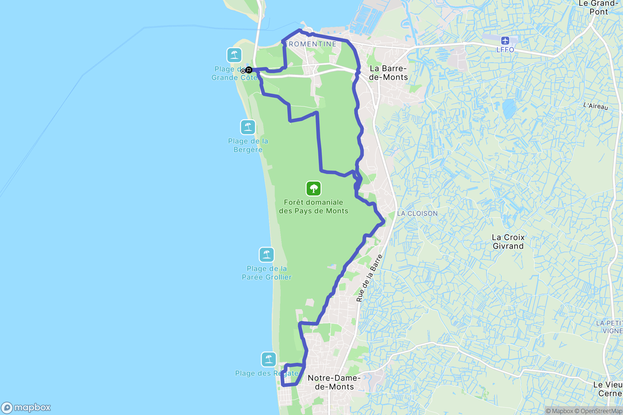 La Barre-de-Monts : carte du parcours de randonnée - France
