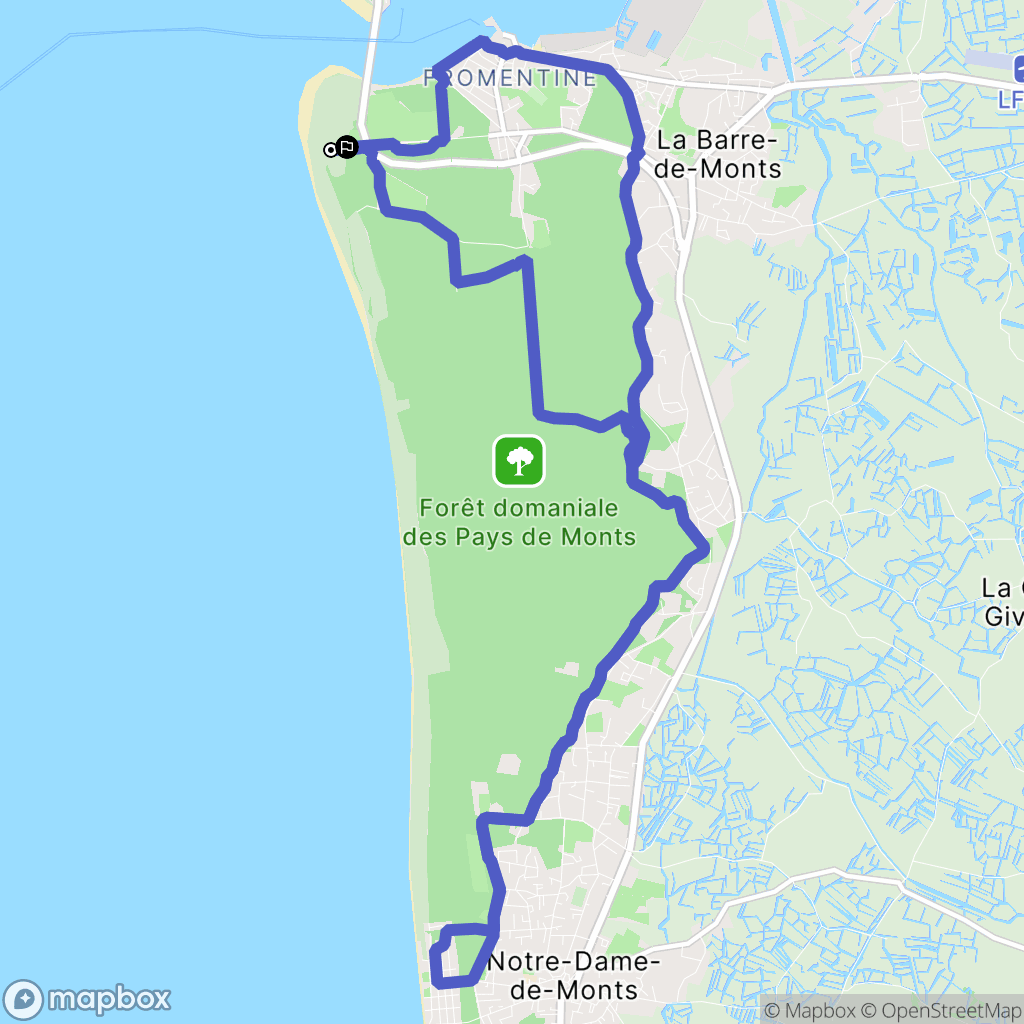 La Barre-de-Monts : carte du parcours de randonnée - France