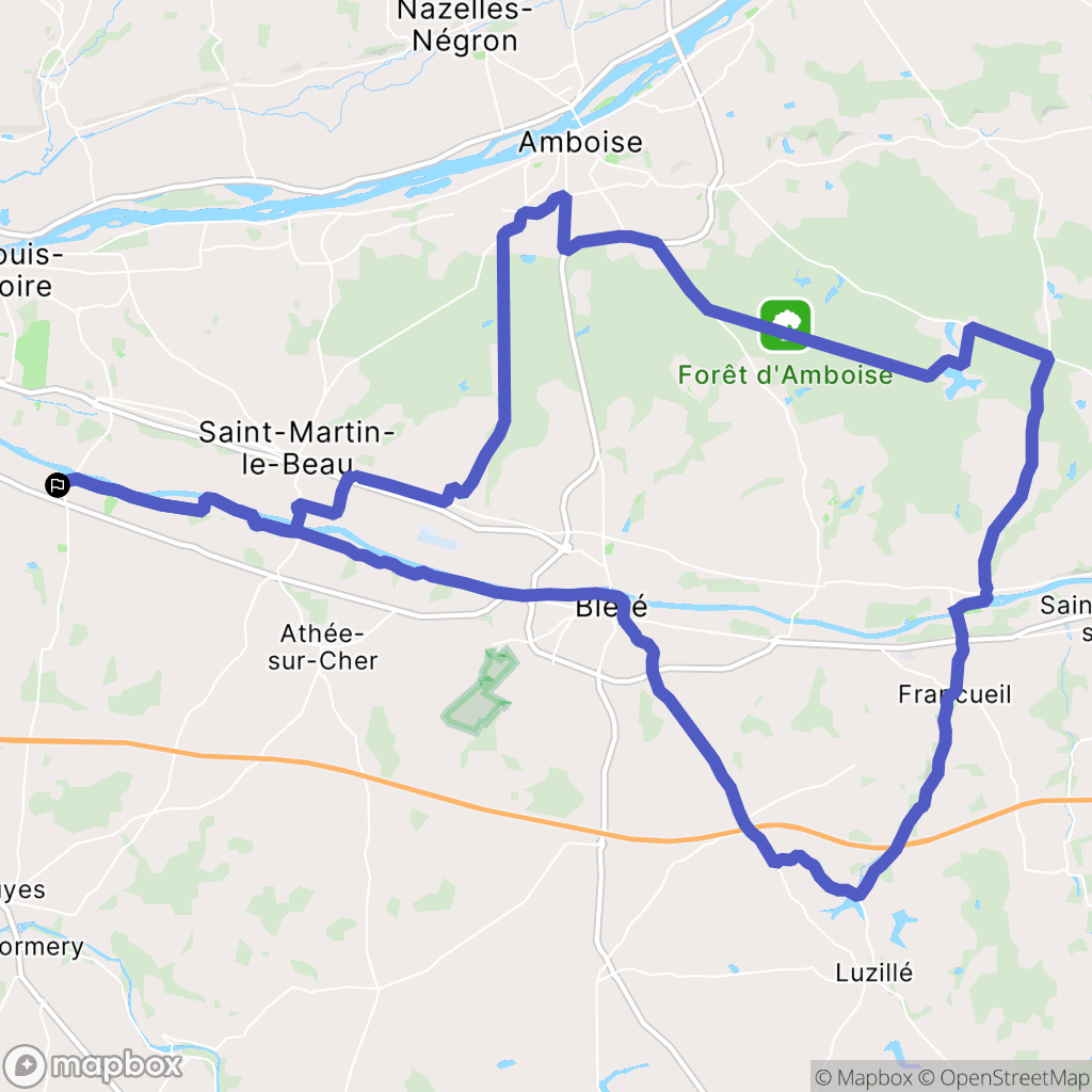Azay-sur-Cher : carte du parcours de randonnée - France