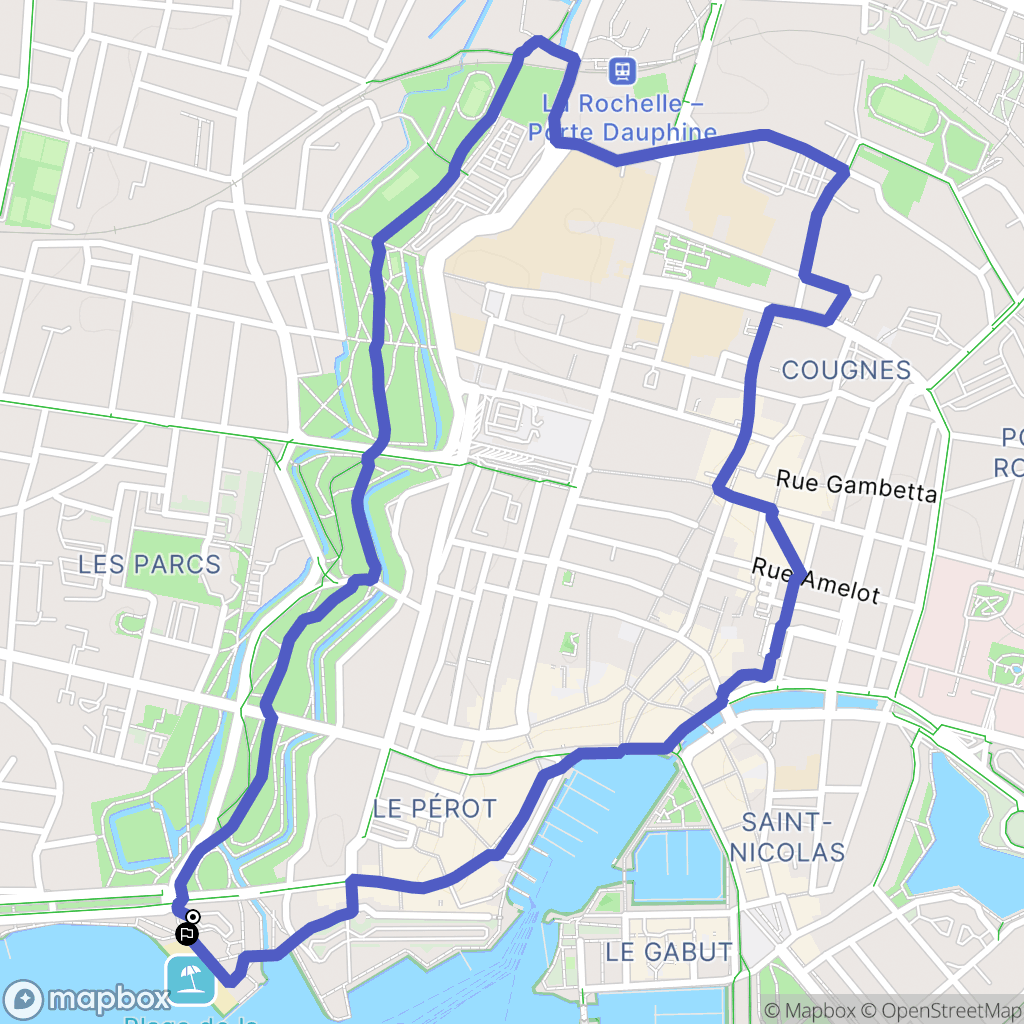 La Rochelle : carte du parcours de randonnée - France