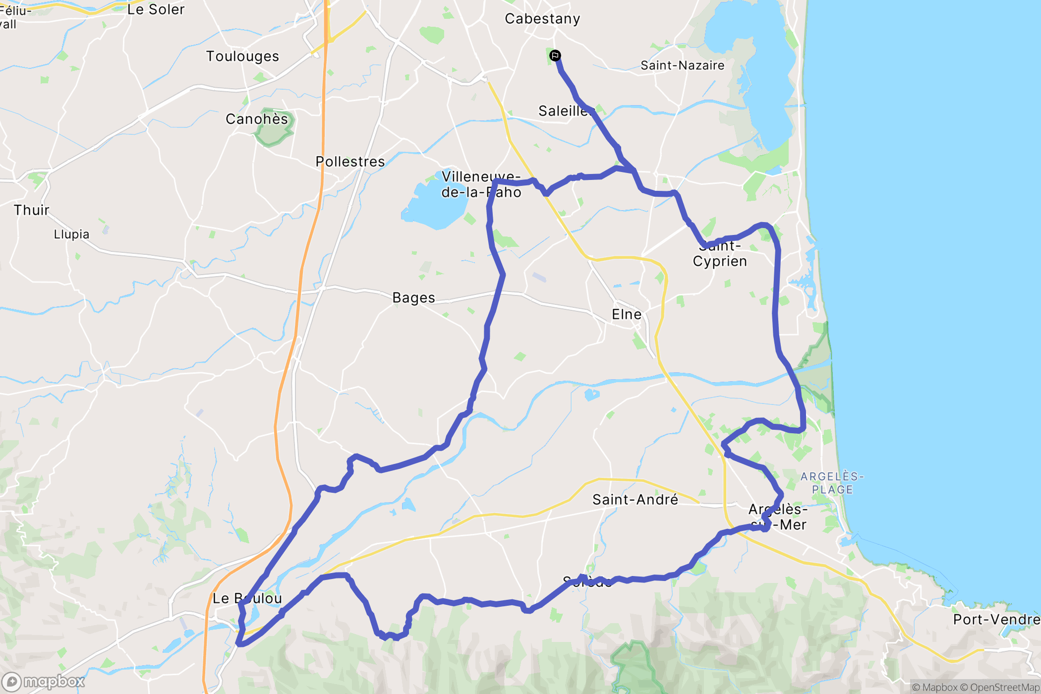 Cabestany : carte du parcours de randonnée - France