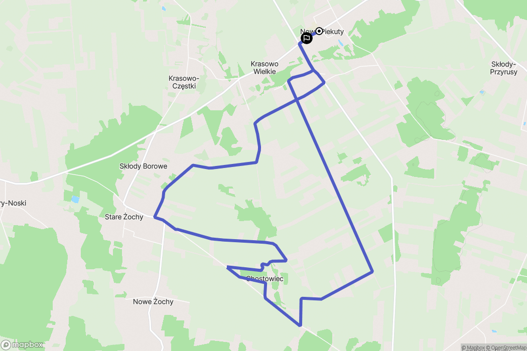 Nowe Piekuty: mapa trasy - Poland