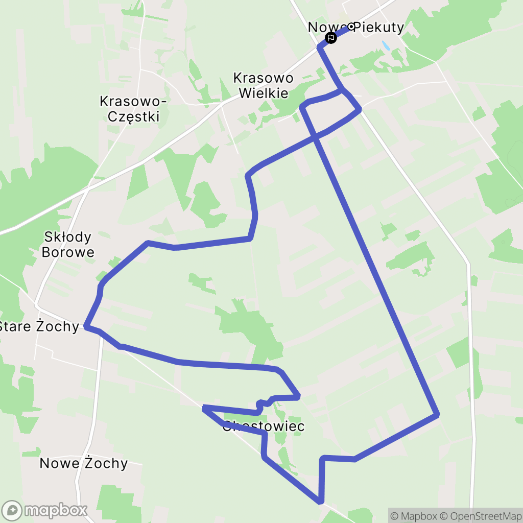 Nowe Piekuty: mapa trasy - Poland