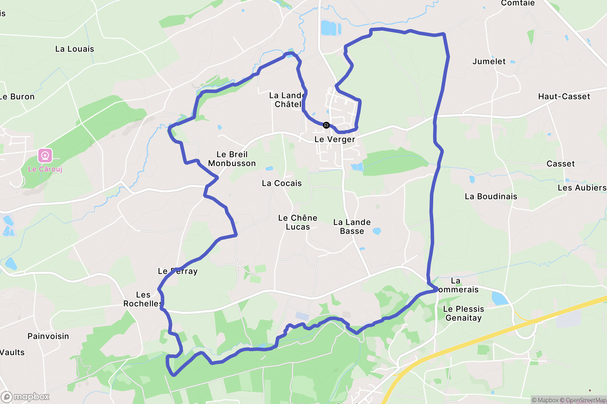 Le Verger : carte du parcours de randonnée - France
