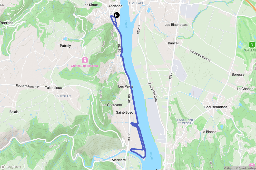 Andance : carte du parcours de randonnée - France