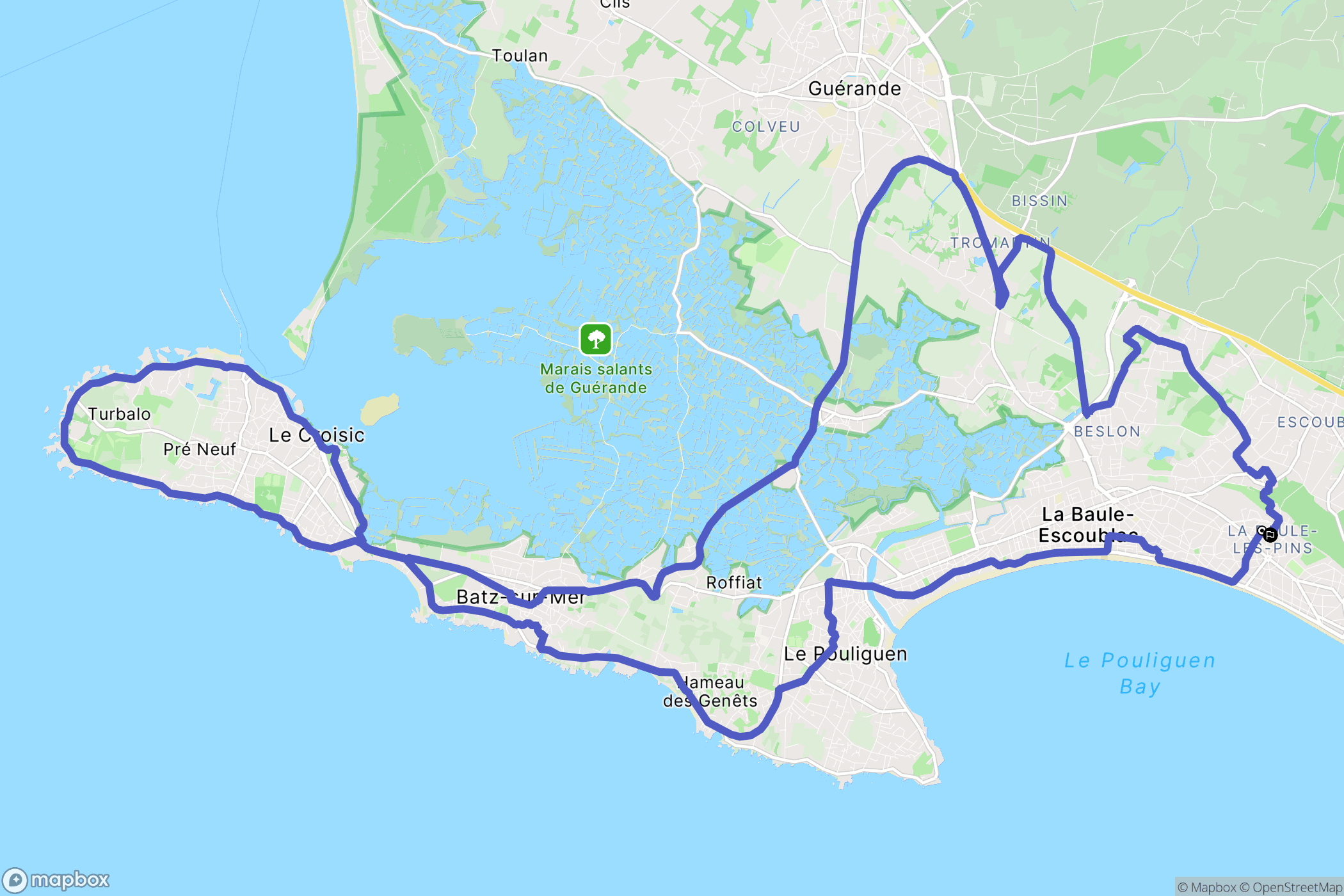 La Baule-Escoublac : carte du parcours de randonnée - France