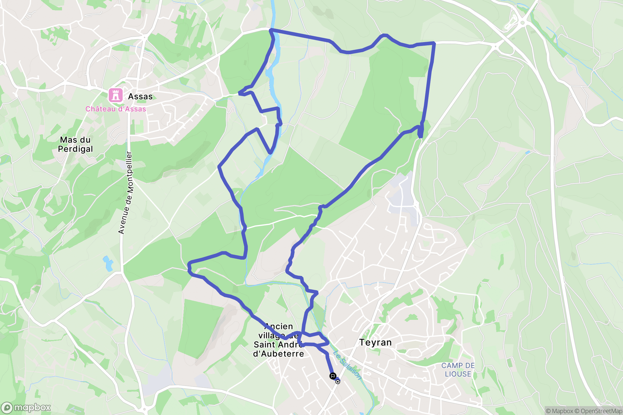Teyran : carte du parcours de randonnée - France