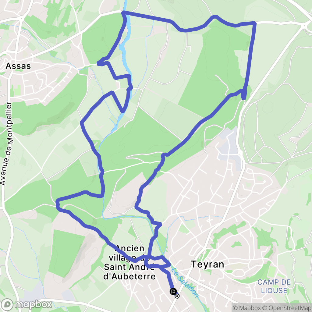 Teyran : carte du parcours de randonnée - France