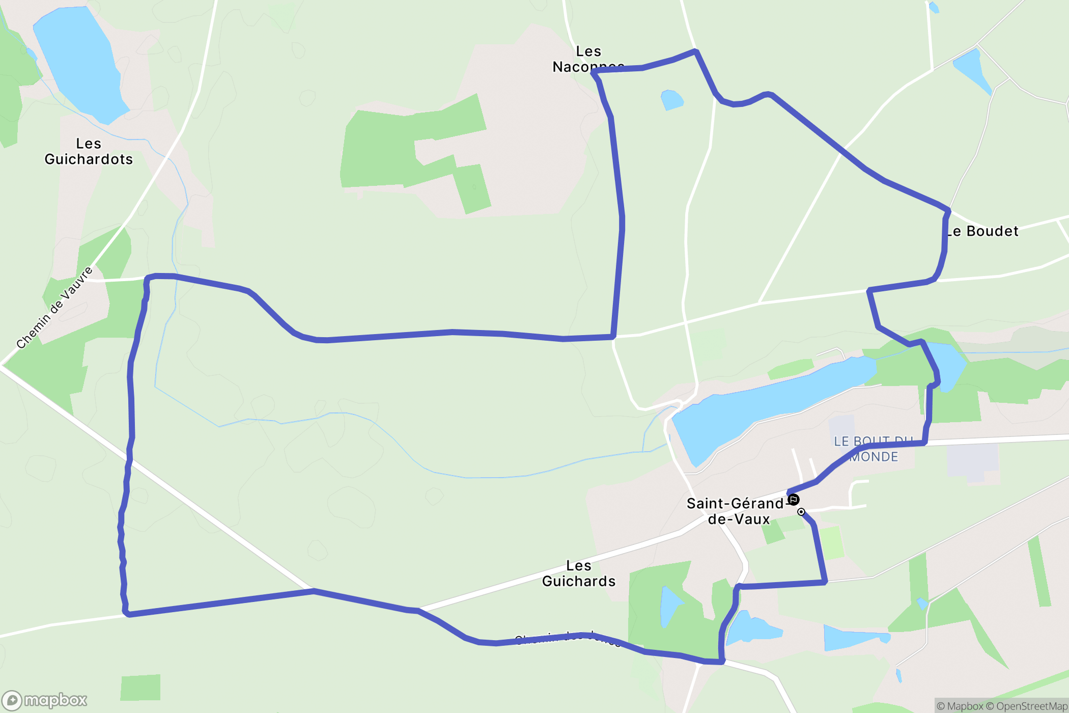 Saint-Gérand-de-Vaux : carte du parcours de randonnée - France