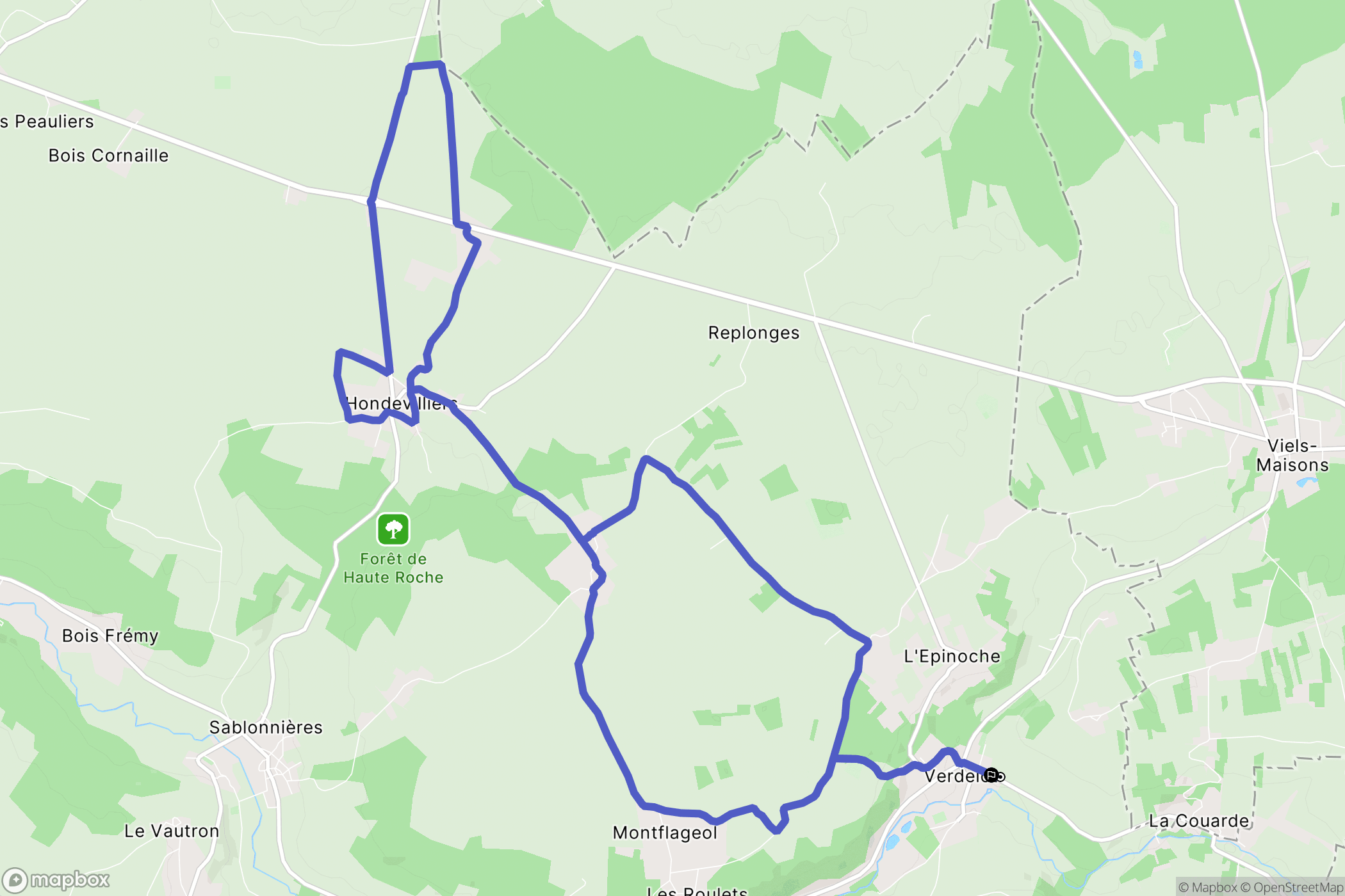 Verdelot : carte du parcours de randonnée - France