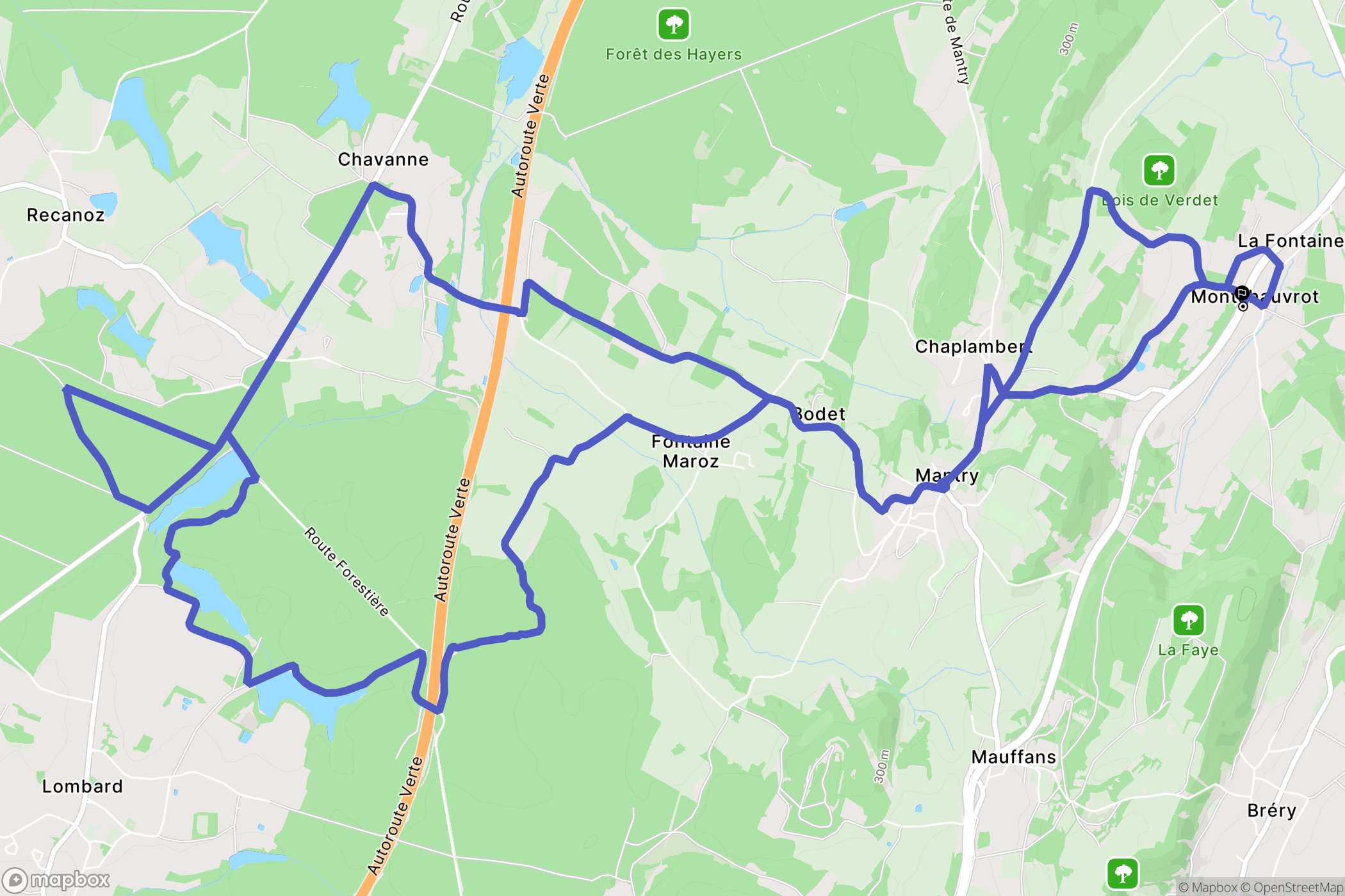 Mantry : carte du parcours de randonnée - France