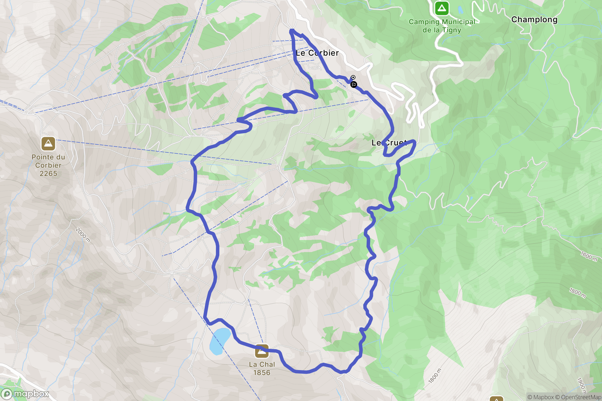 Villarembert : carte du parcours de randonnée - France