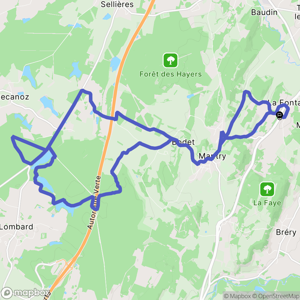 Mantry : carte du parcours de randonnée - France