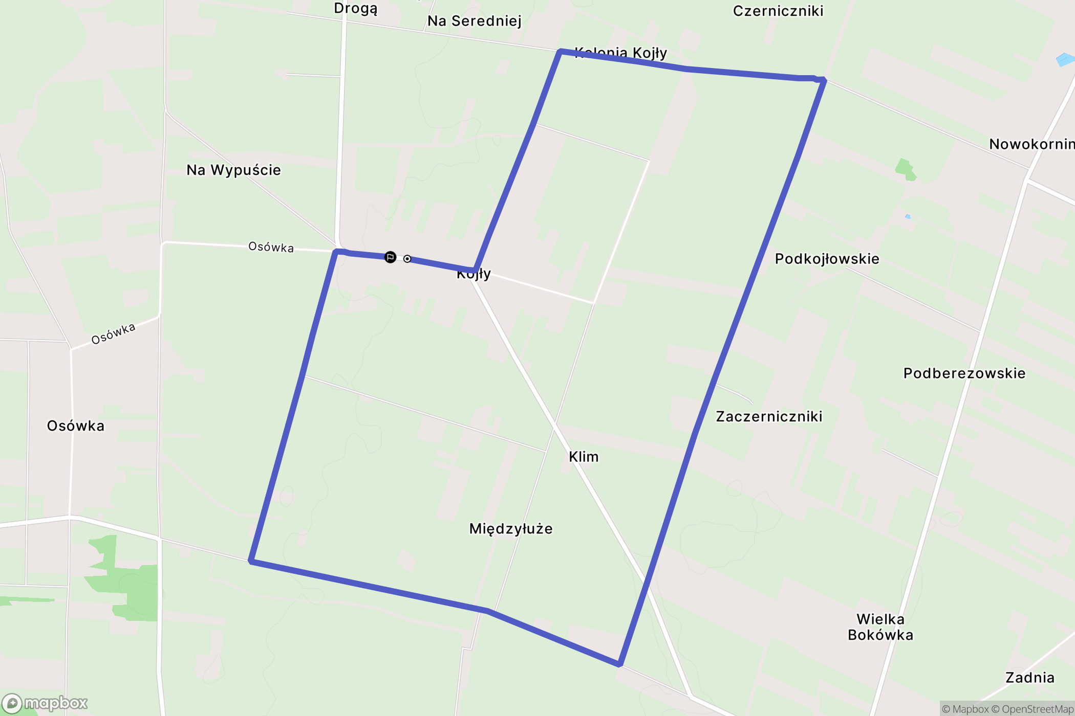 Kojły: mapa trasy - Poland
