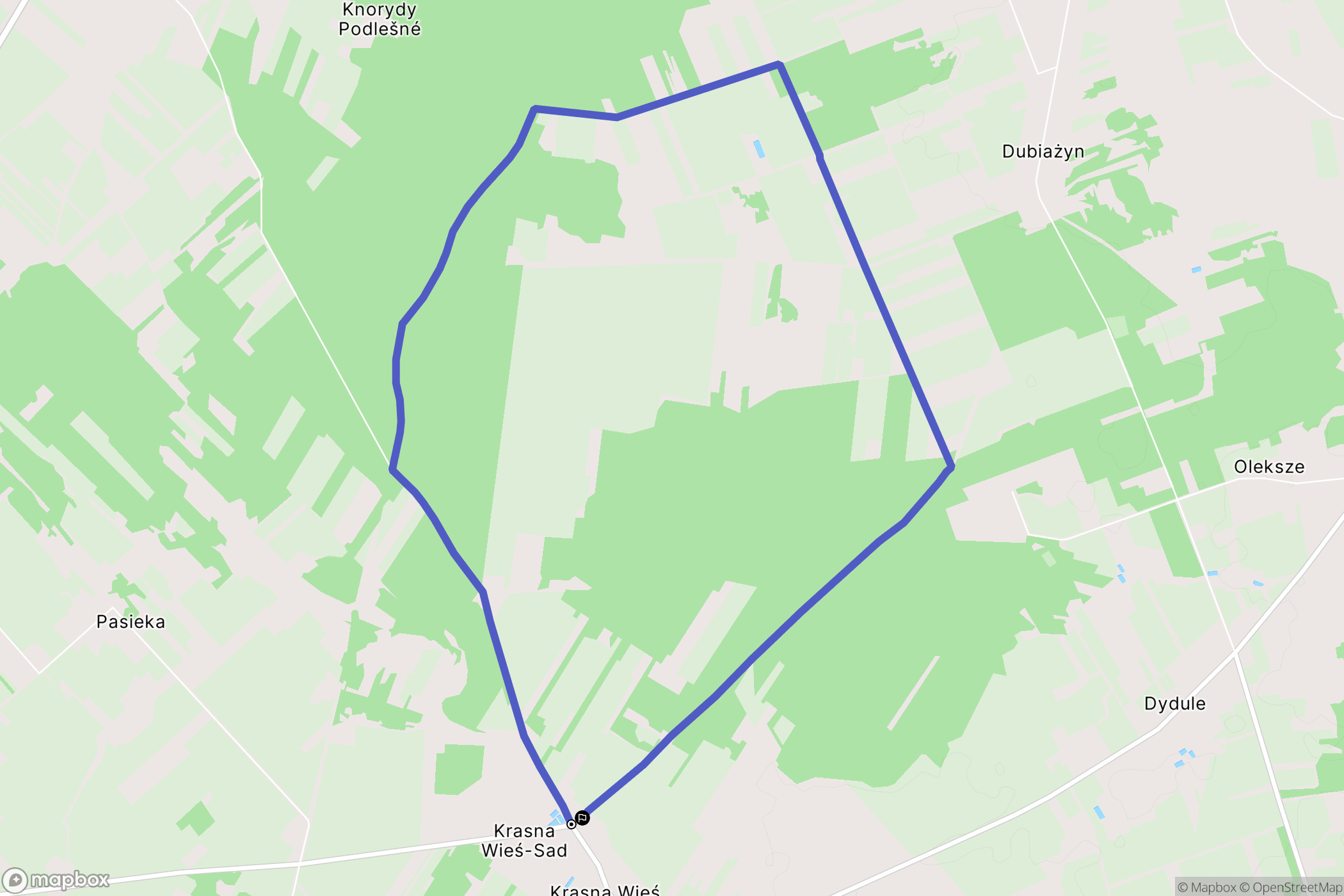 Krasna Wieś: mapa trasy - Poland