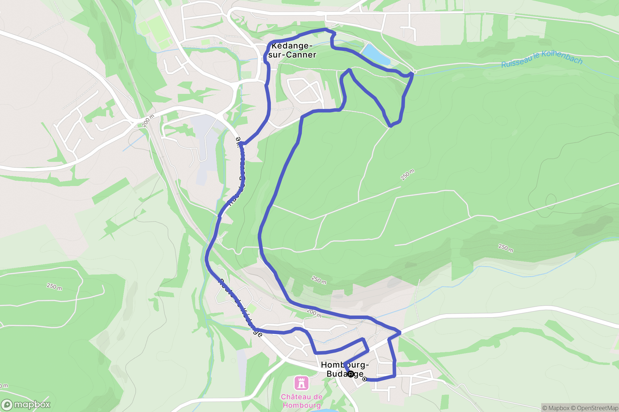 Hombourg-Budange : carte du parcours de randonnée - France