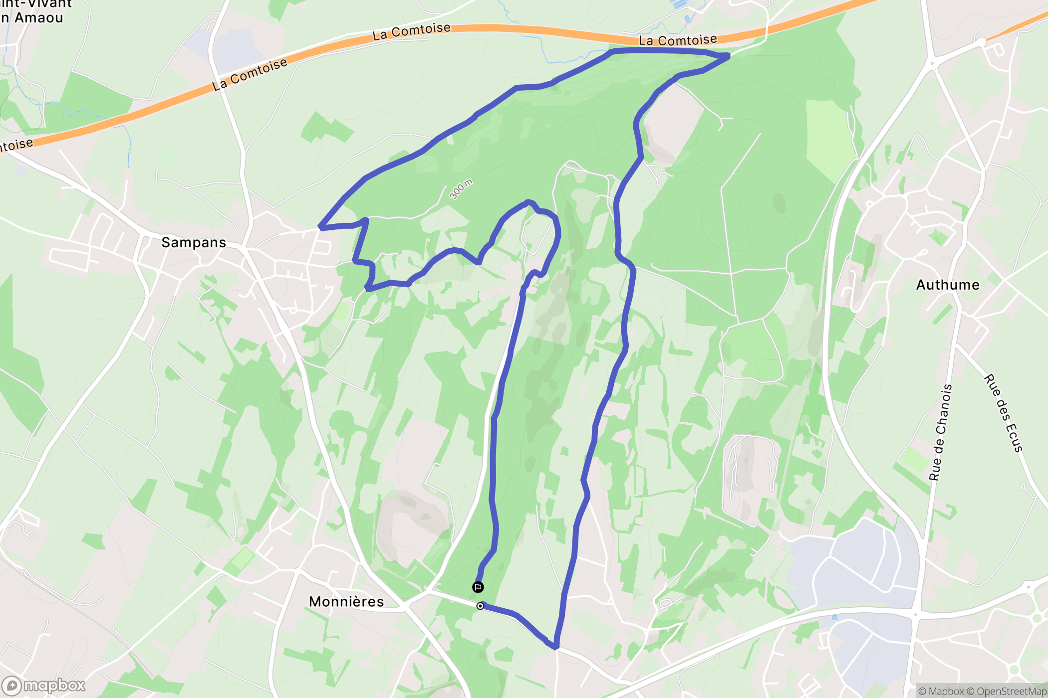 Dole : carte du parcours de randonnée - France