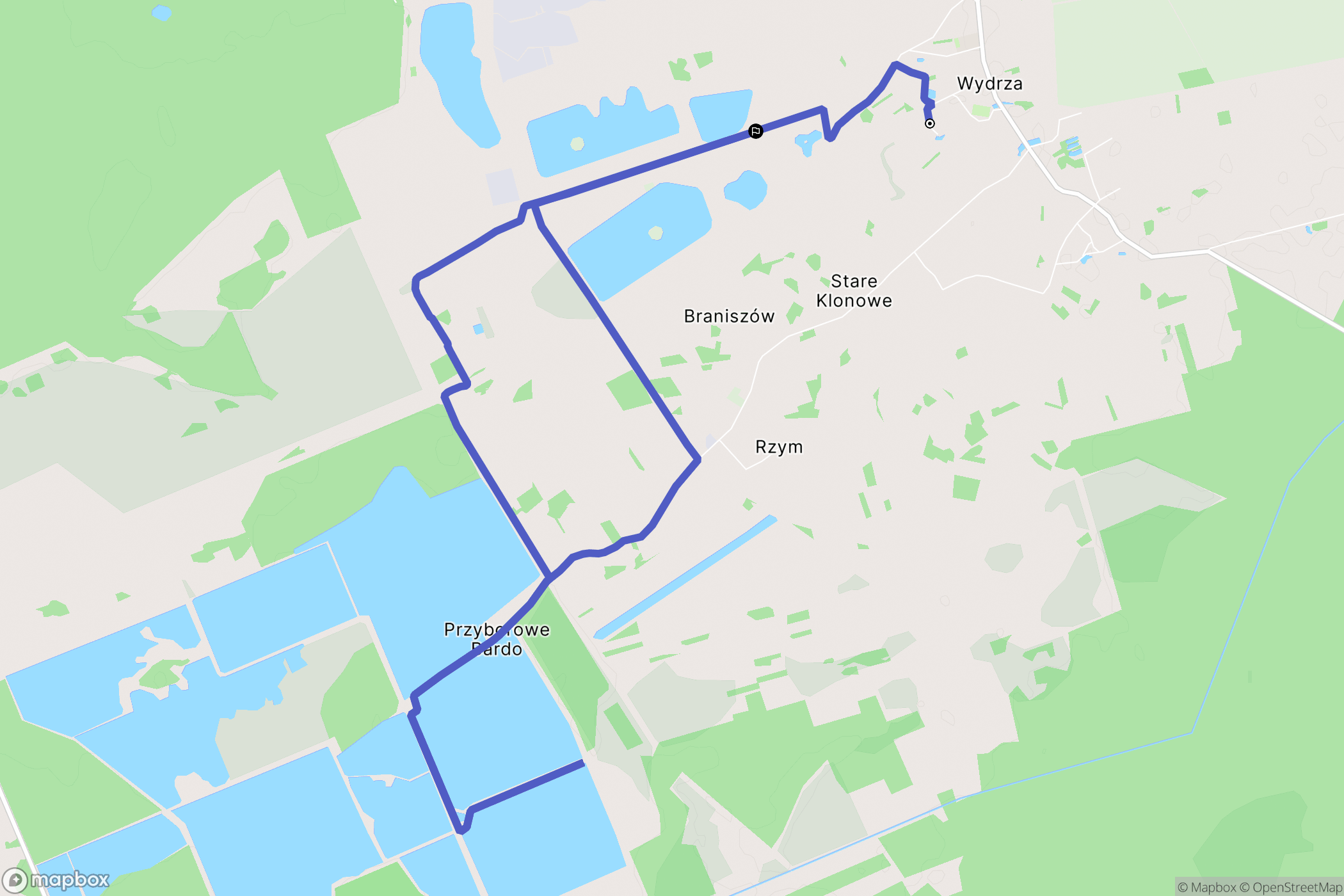 Wydrza: mapa trasy - Poland