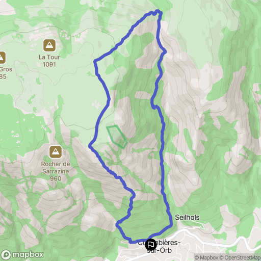 Colombières-sur-Orb : carte du parcours de randonnée - France