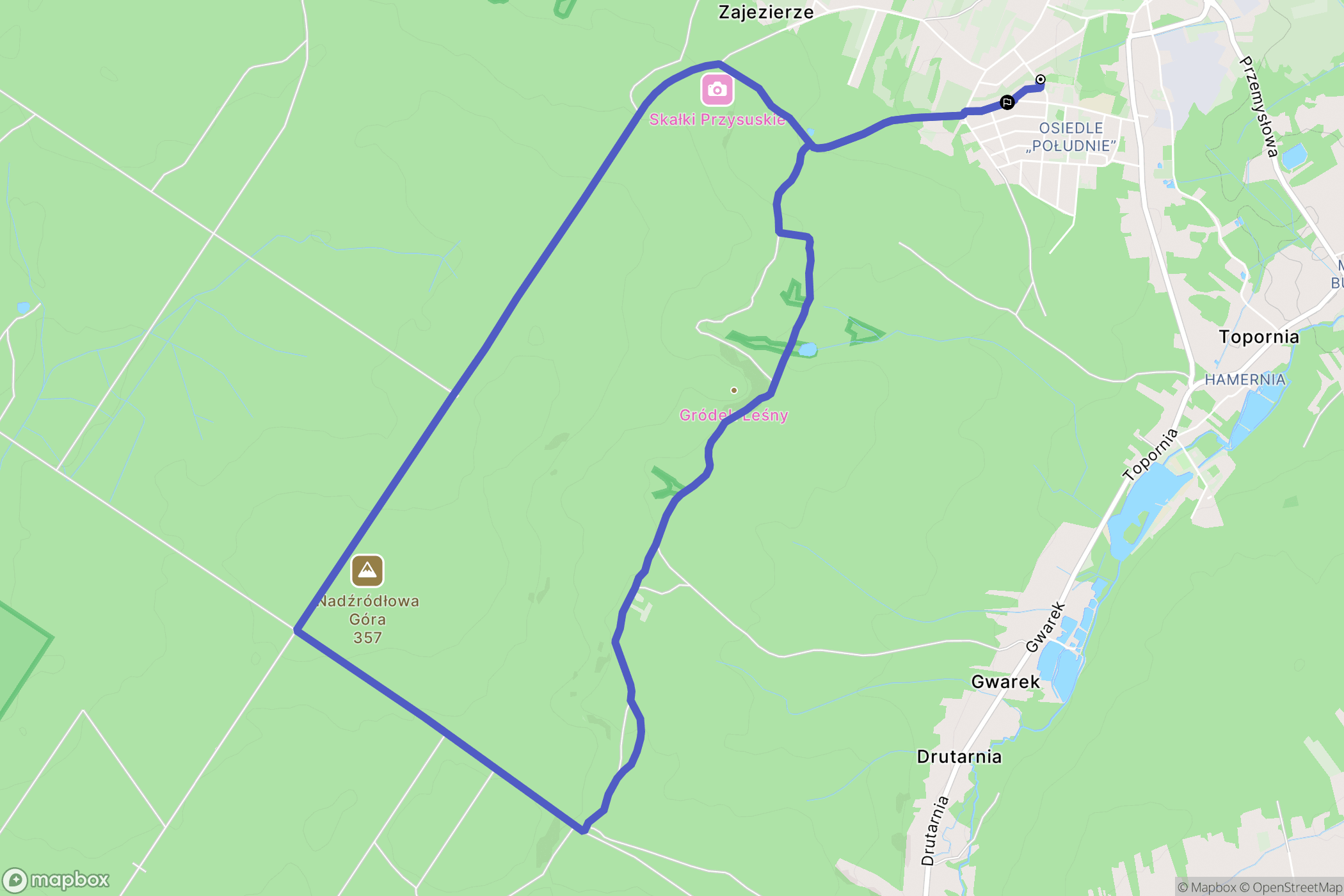 Przysucha: mapa trasy - Poland