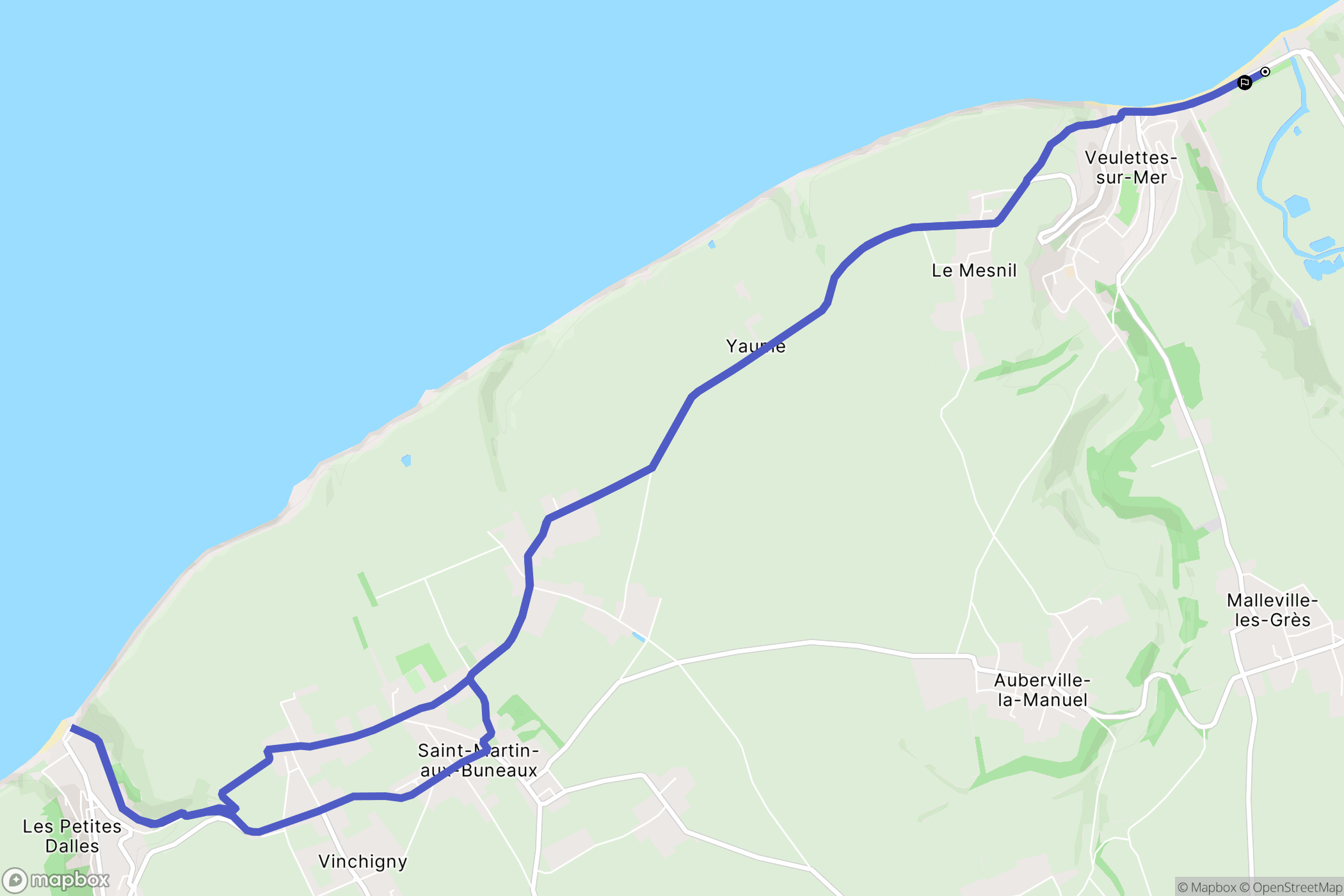 Veulettes-sur-Mer : carte du parcours de randonnée - France
