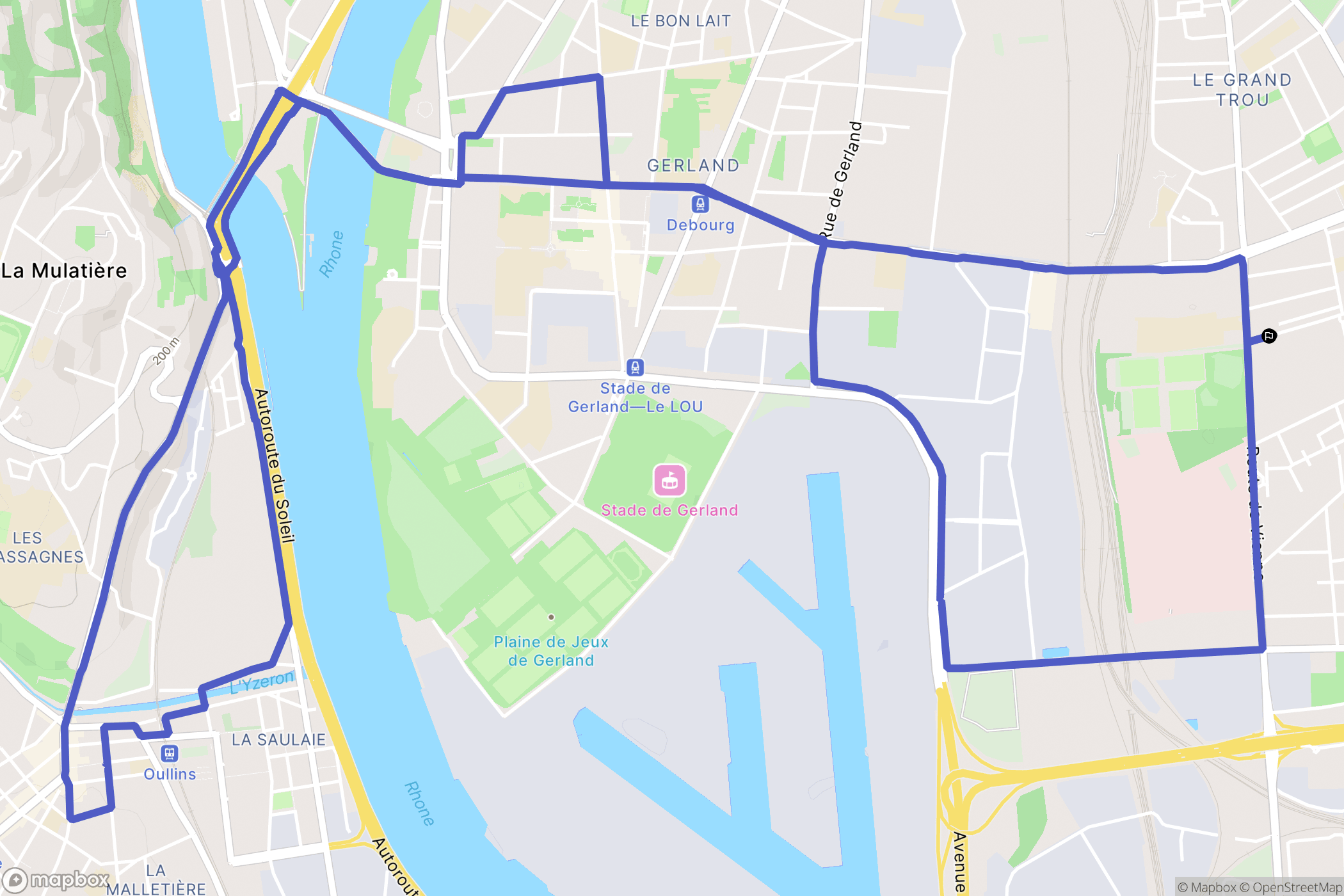 Vénissieux : carte du parcours de randonnée - France