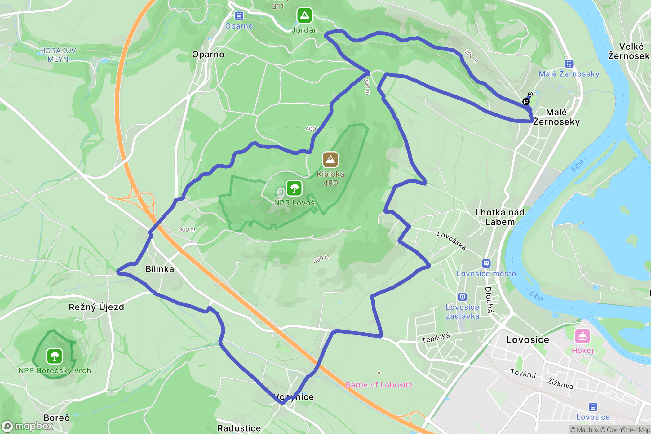 Malé Žernoseky: mapa trasy - Czechia