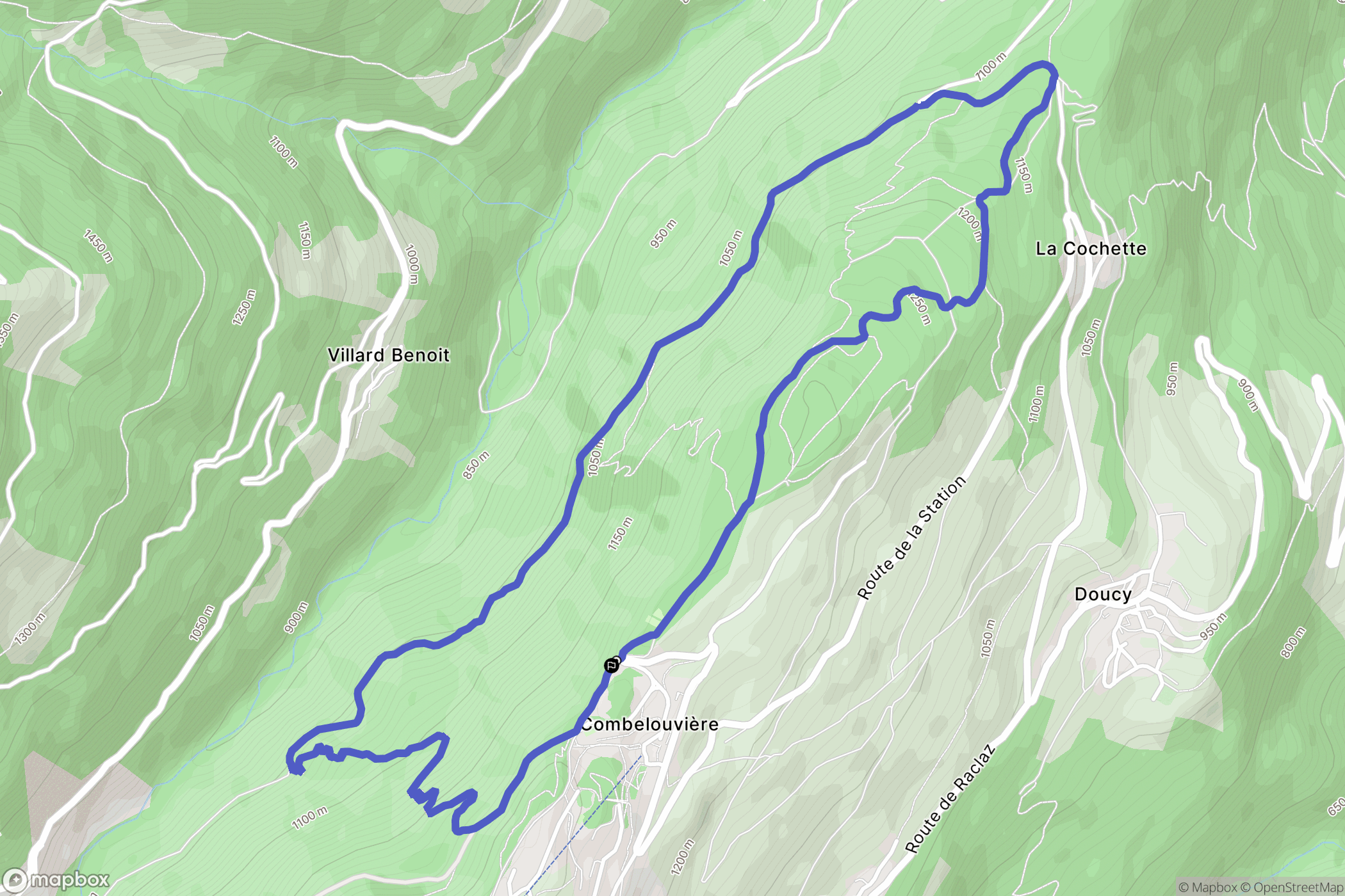 La Léchère : carte du parcours de randonnée - France