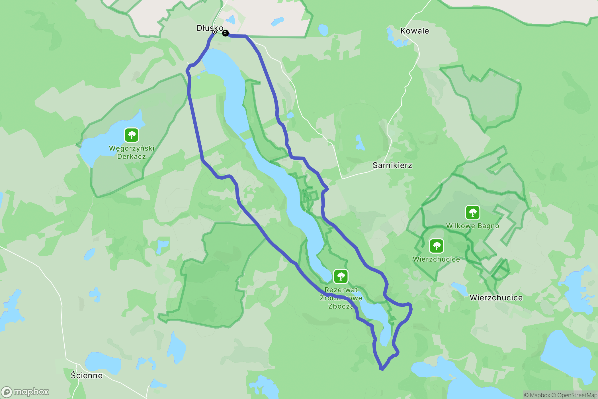Dłusko: mapa trasy - Poland
