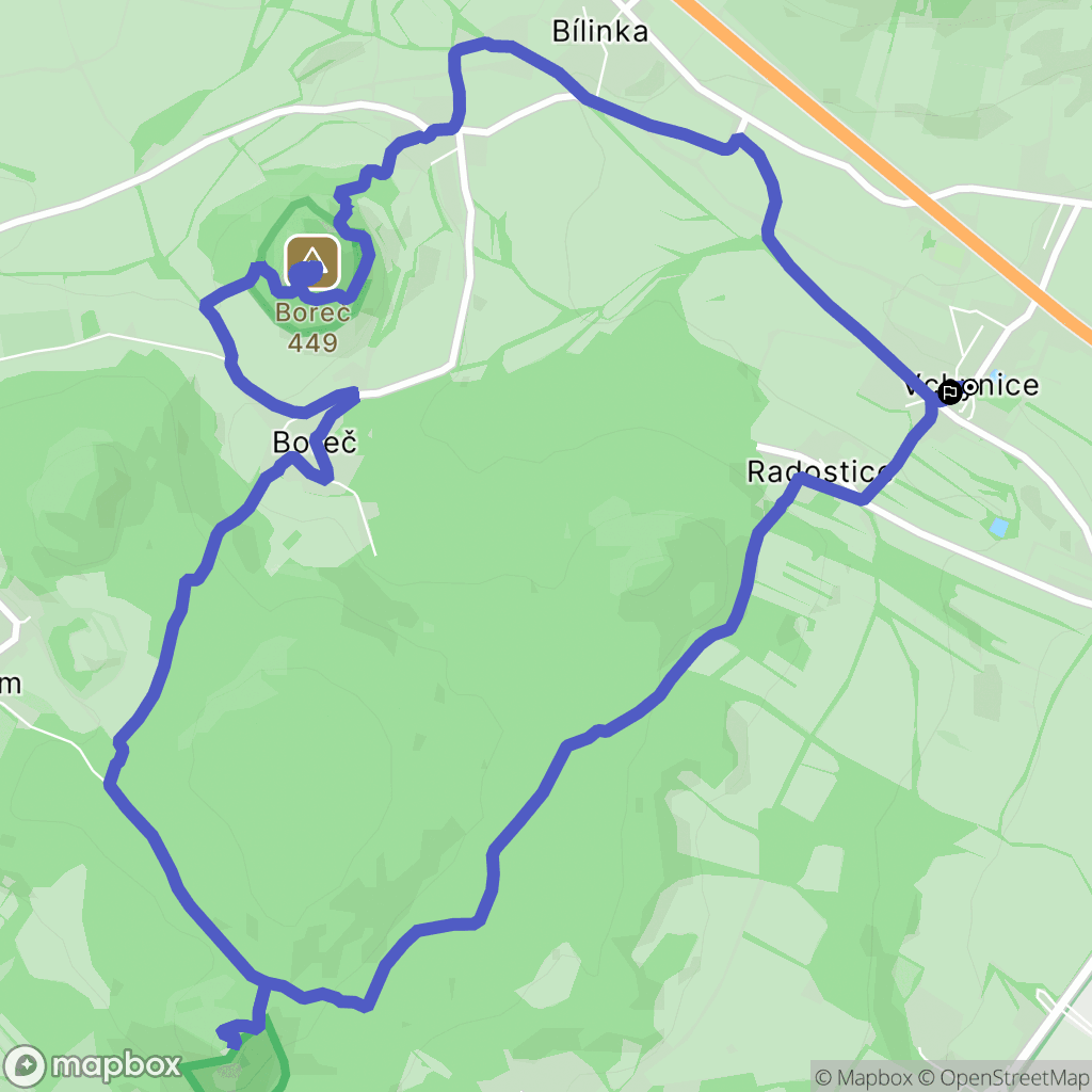 Vchynice: mapa trasy - Czechia